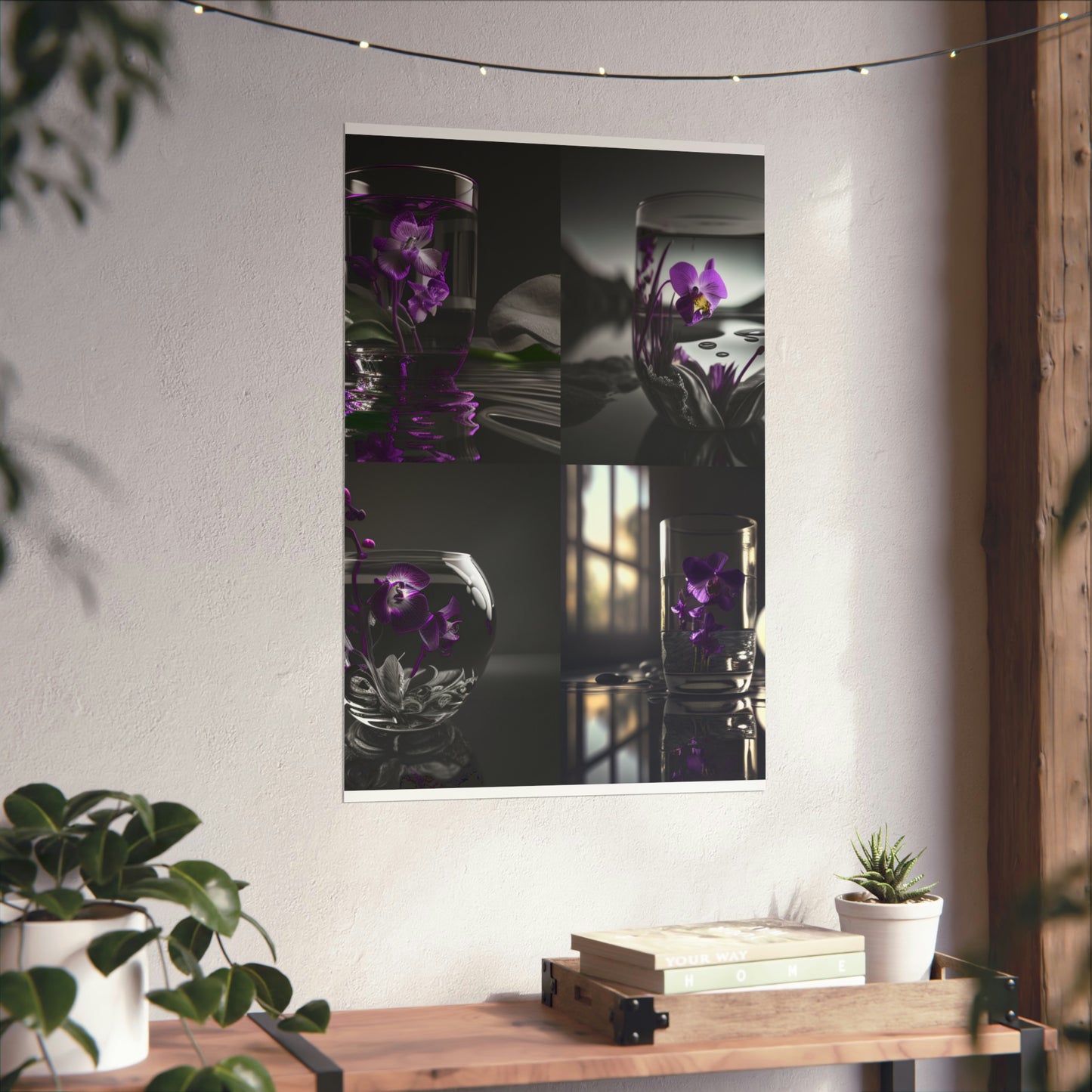 Premium Matte Vertical Posters Purple Orchid Glass vase 5