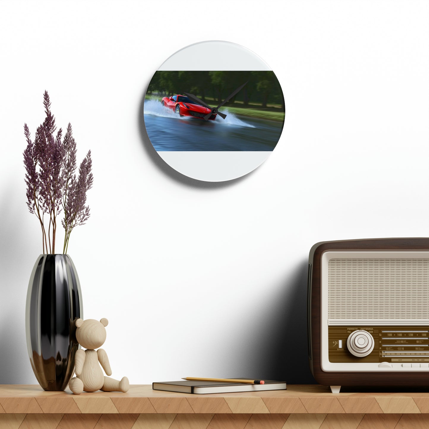 Acrylic Wall Clock Water Ferrari Splash 3