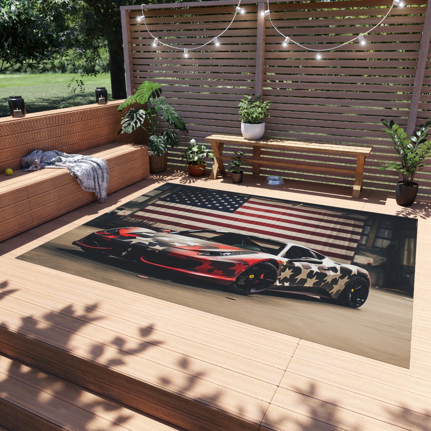 Outdoor Rug  American Flag Farrari 1