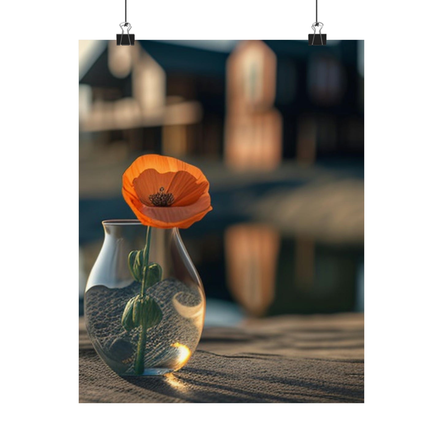 Premium Matte Vertical Posters Orange Poppy in a Vase 4