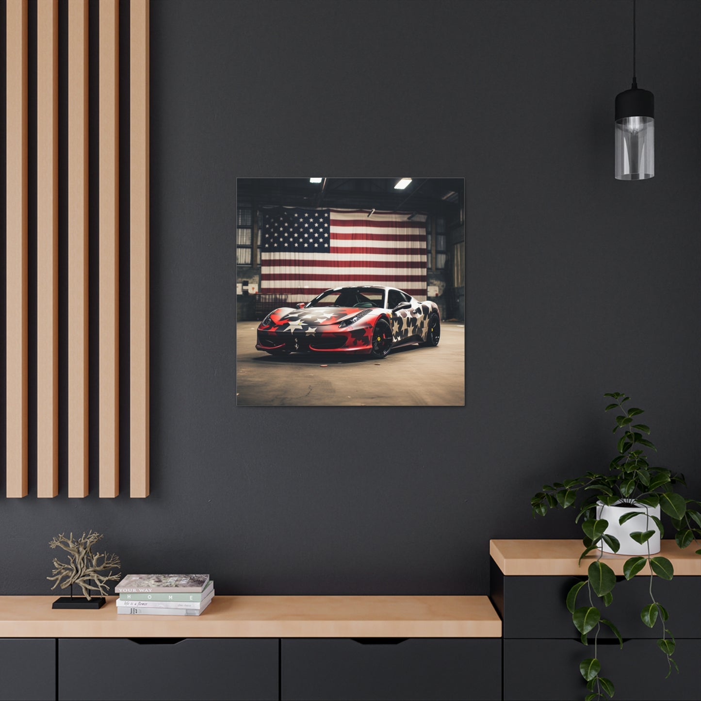 Canvas Gallery Wraps American Flag Farrari 1