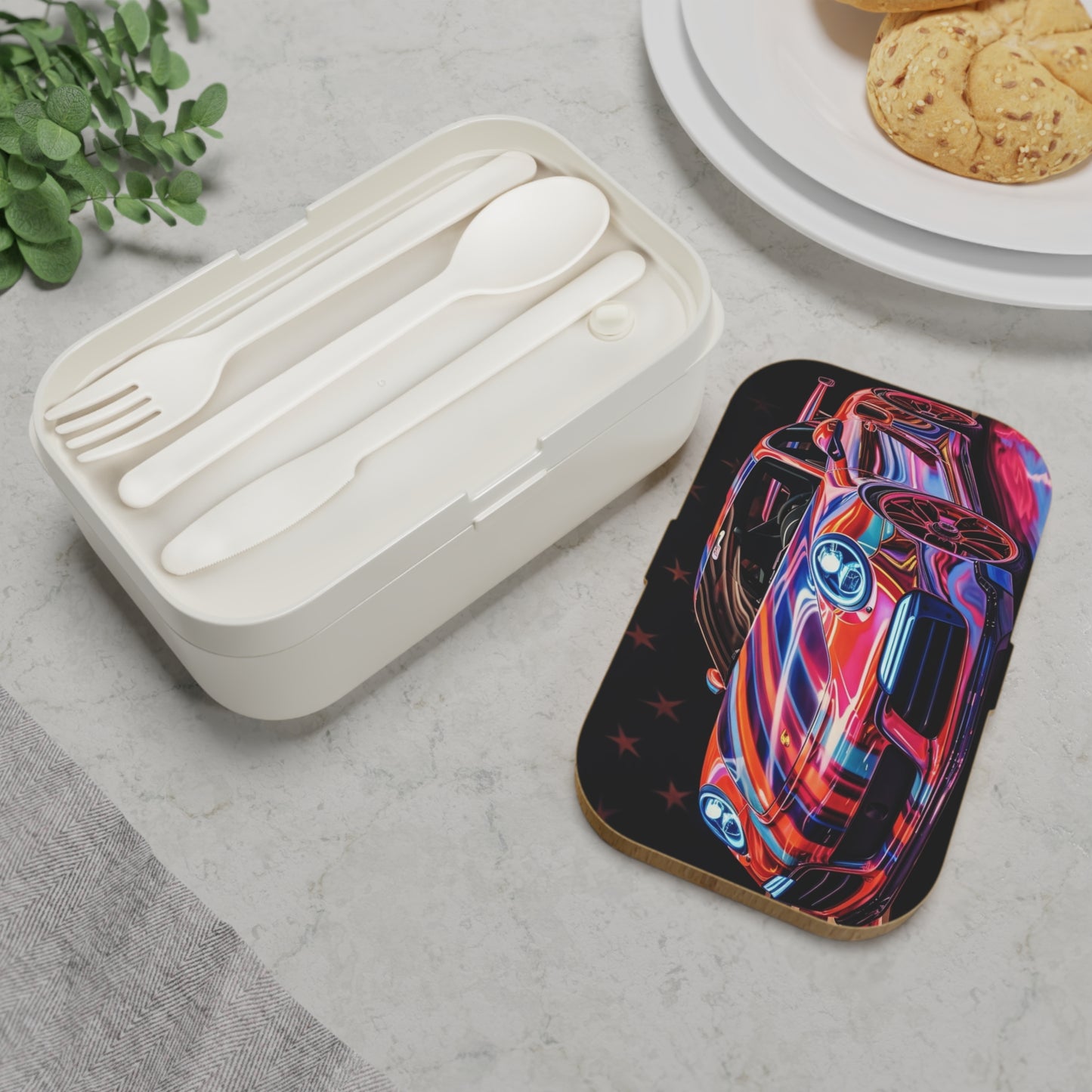 Bento Lunch Box American Flag Colored Porsche 3