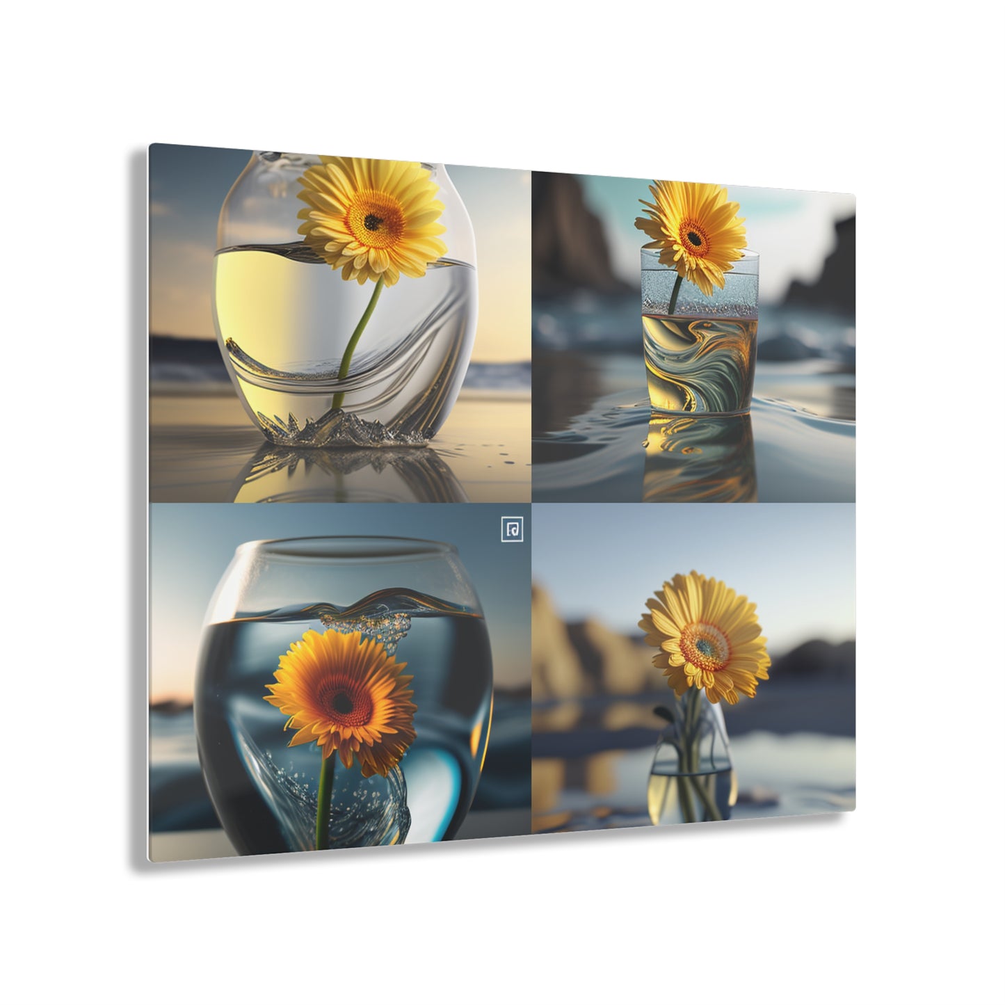 Acrylic Prints yello Gerbera glass 5