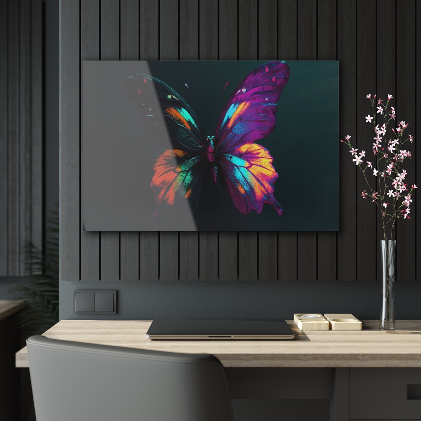 Acrylic Prints Hyper Colorful Butterfly Purple 3