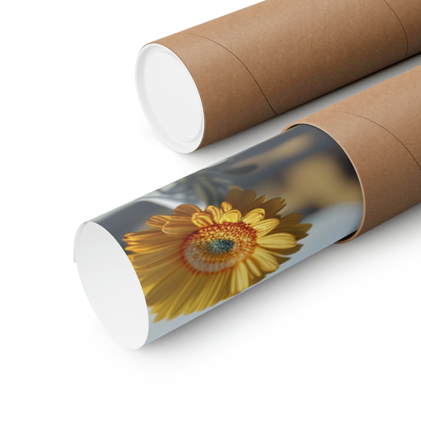 Premium Matte Vertical Posters yello Gerbera glass 5