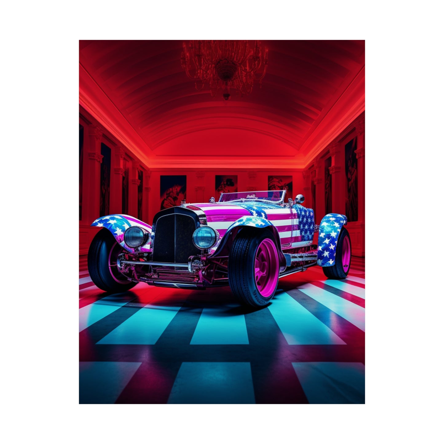 Premium Matte Vertical Posters Macro Bugatti American Flag 3