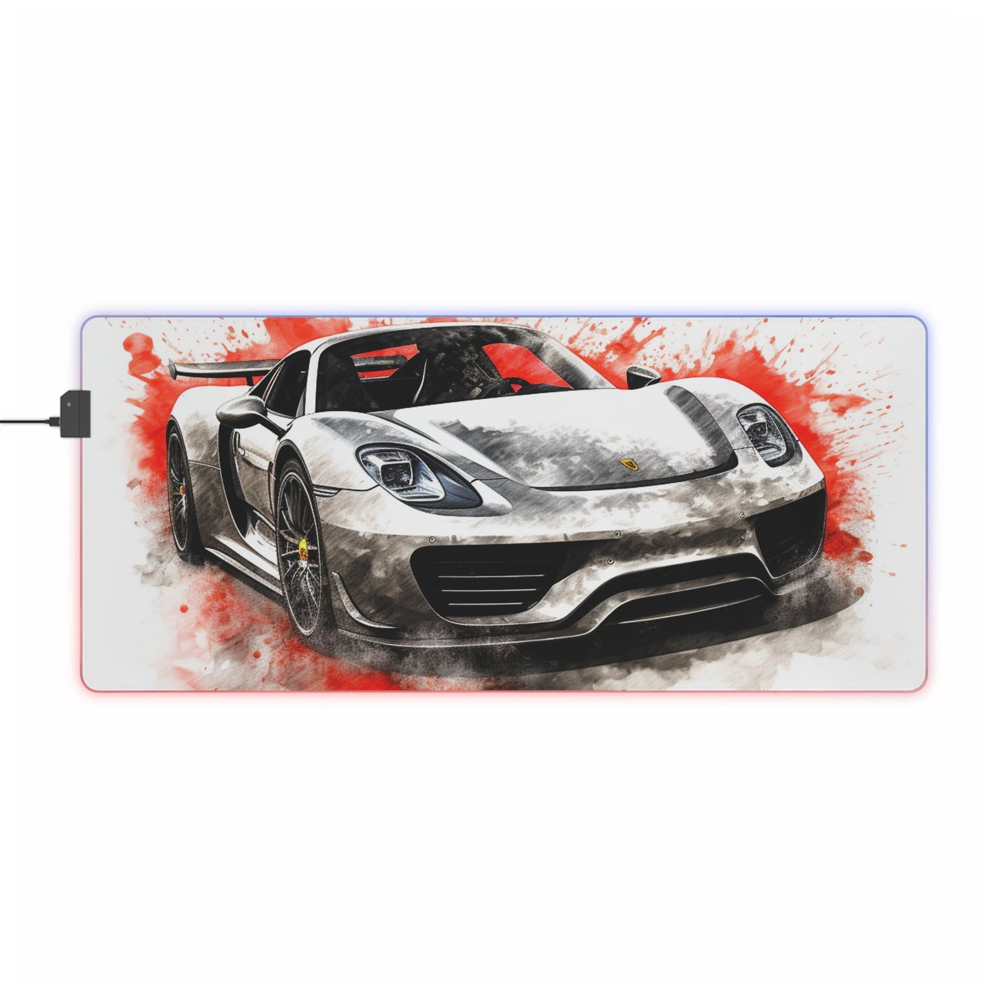LED Gaming Mouse Pad 918 Spyder white background driving fast with water splashing 4