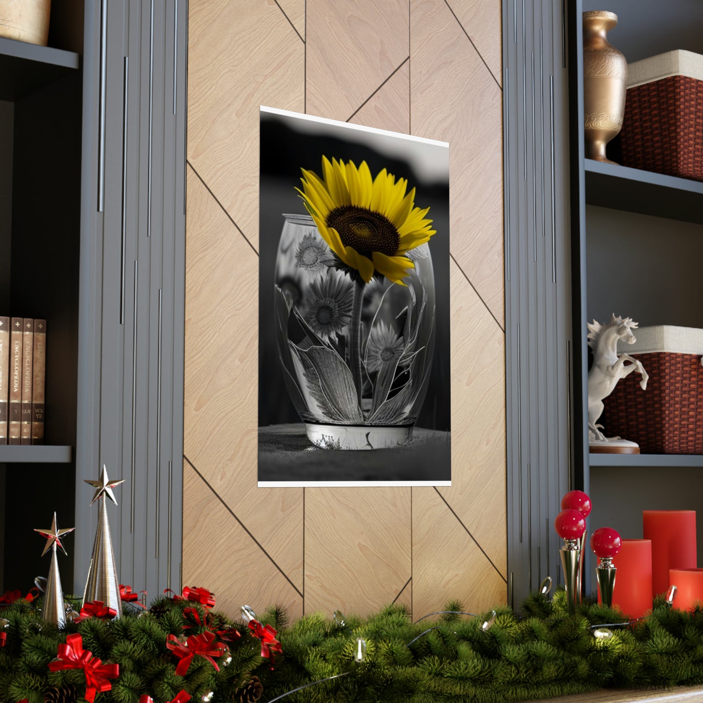 Premium Matte Vertical Posters Yellw Sunflower in a vase 1