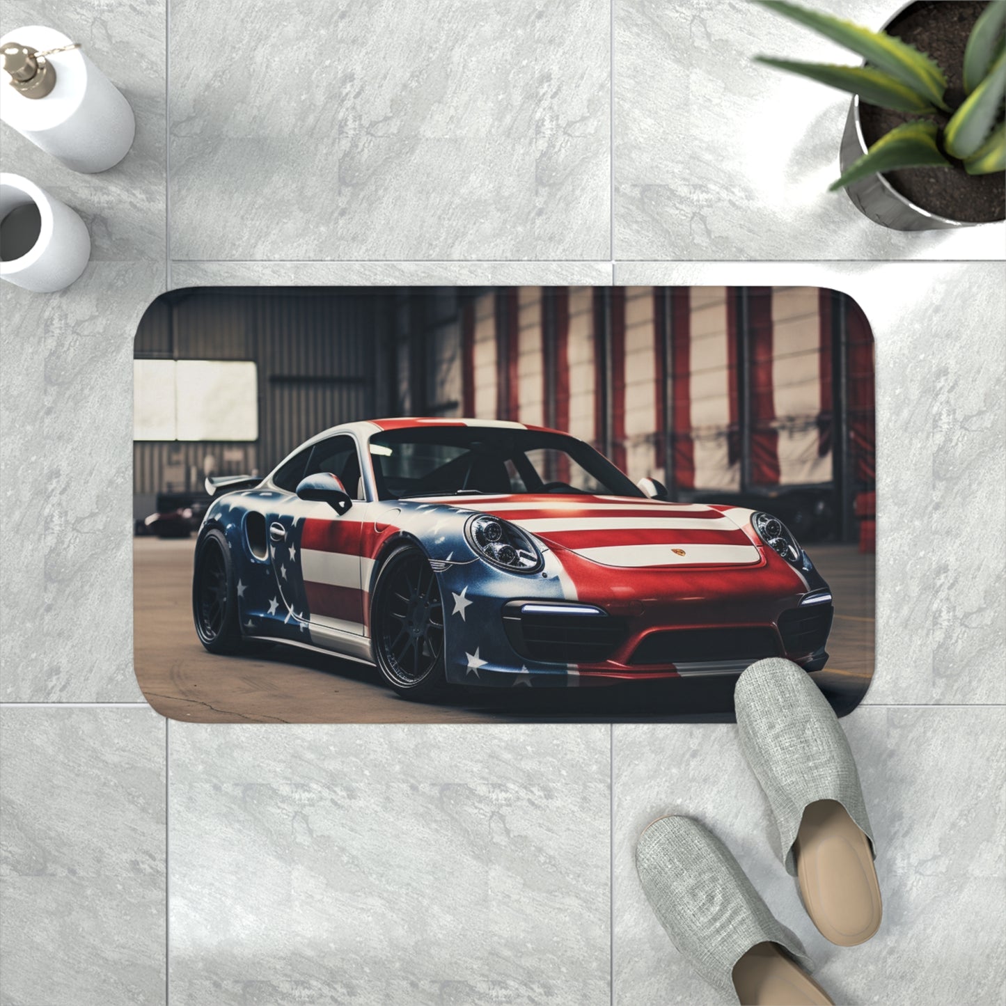 Memory Foam Bath Mat American Flag Porsche 2