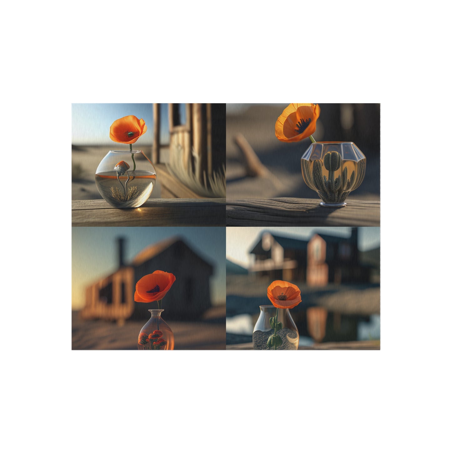 Outdoor Rug  Orange Poppy in a Vase 5