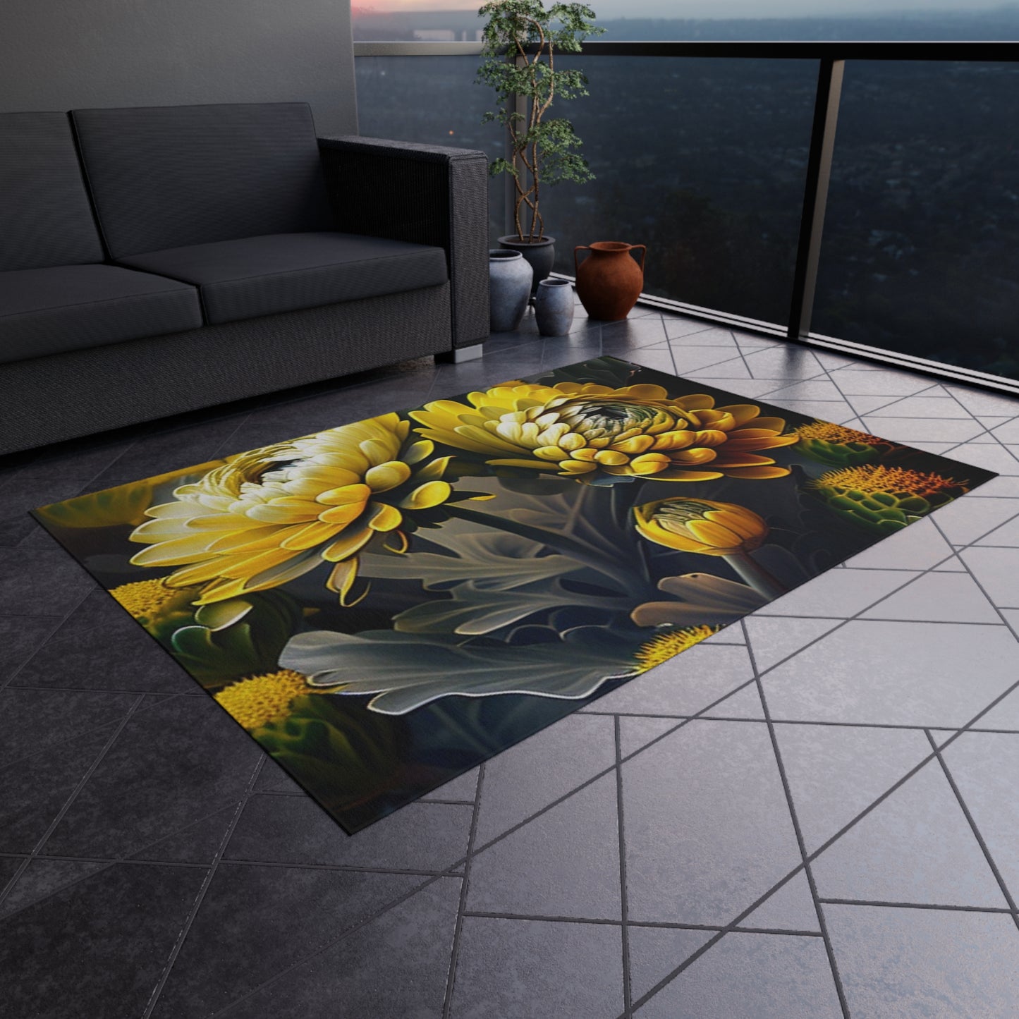 Outdoor Rug  Yellow Hermosas Flores Amarillas 2