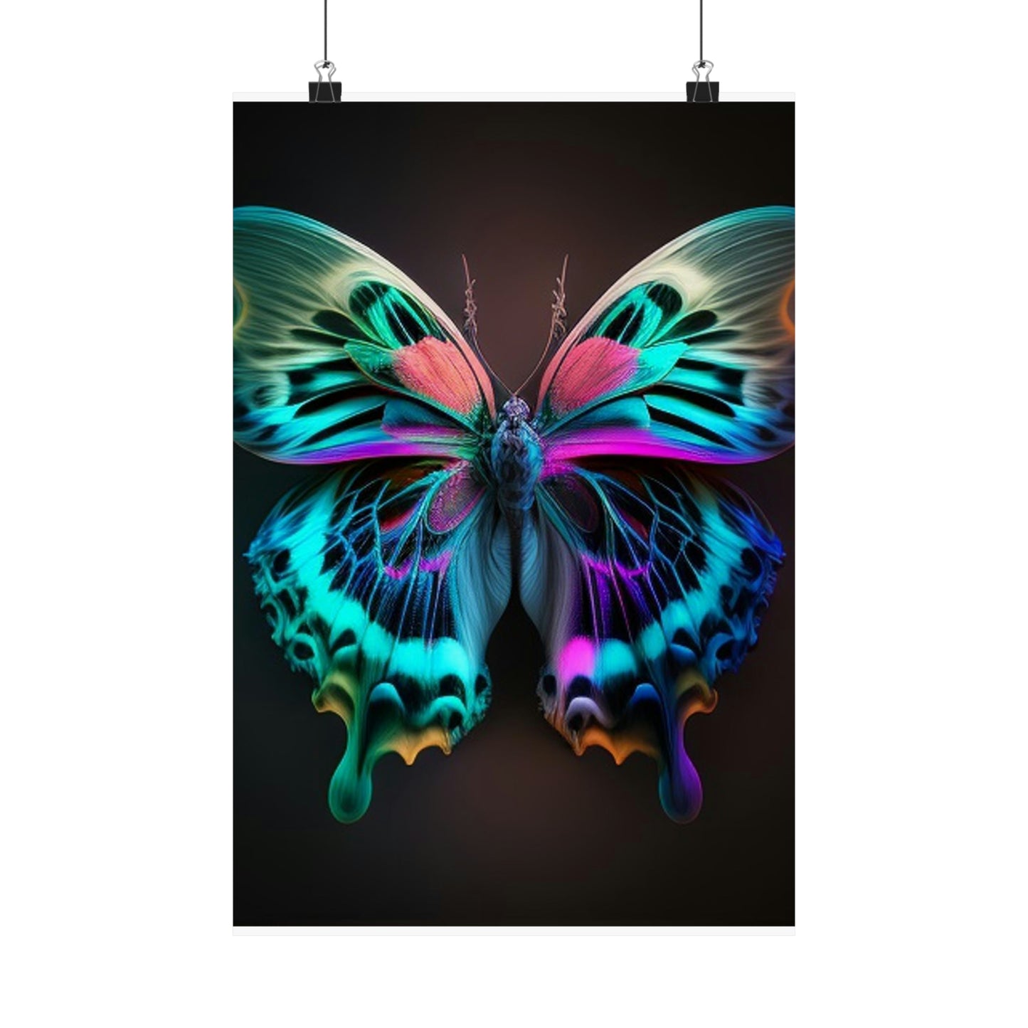 Premium Matte Vertical Posters Neon Butterfly Fusion 1