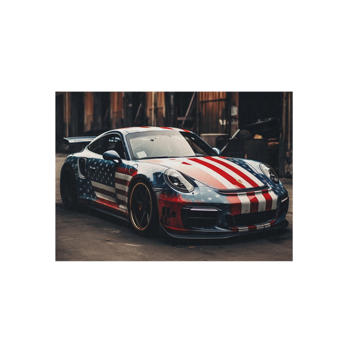 Outdoor Rug  American Flag Porsche 3