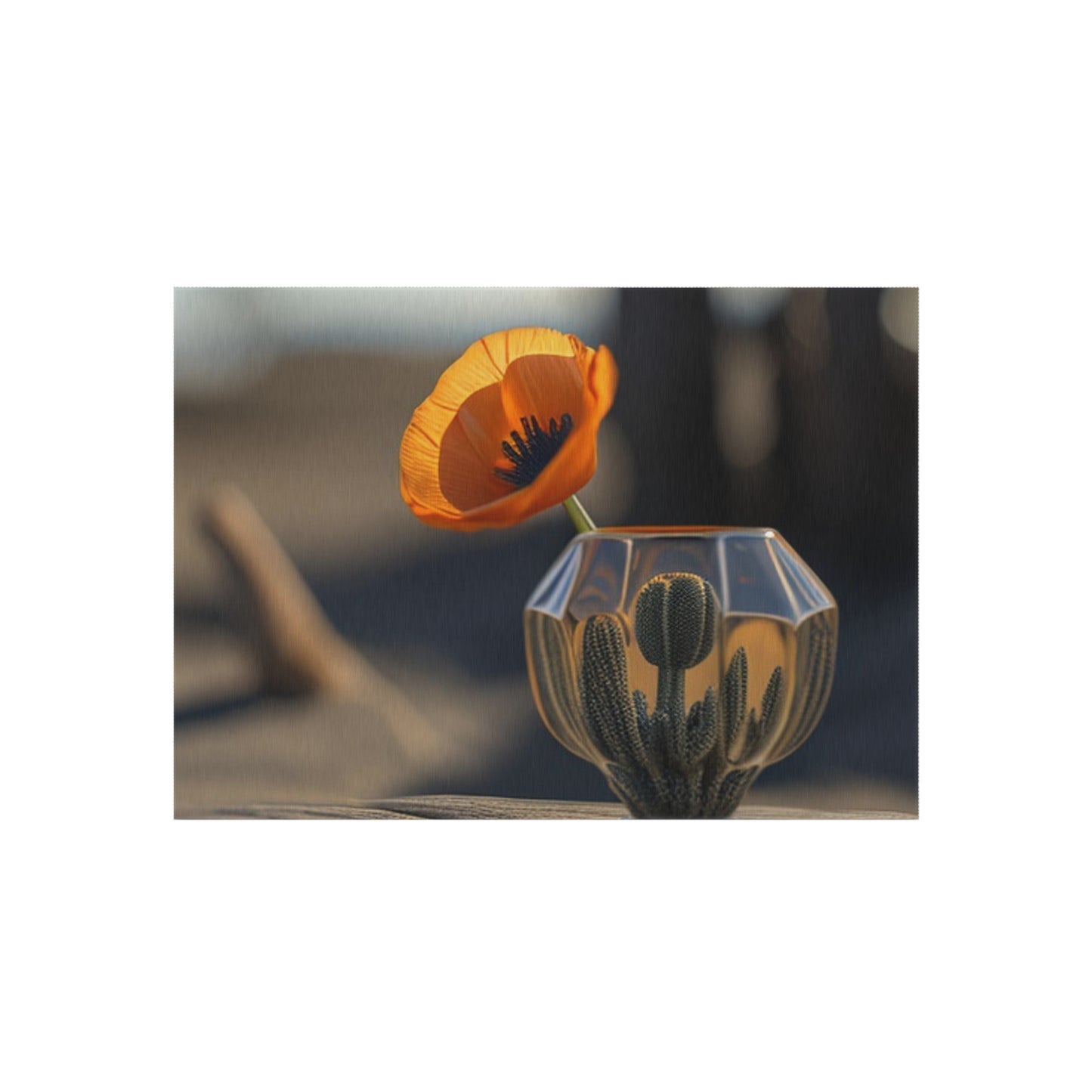 Outdoor Rug  Orange Poppy in a Vase 2