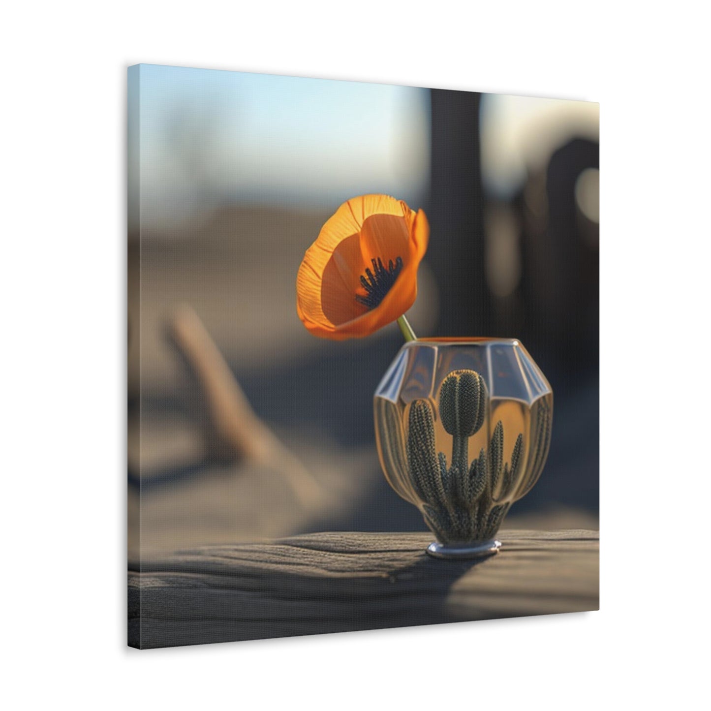 Canvas Gallery Wraps Orange Poppy in a Vase 2