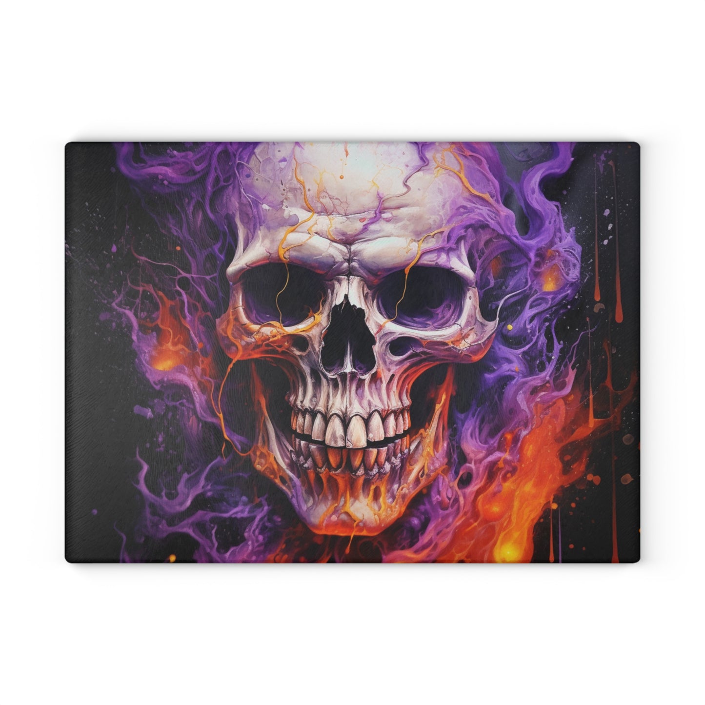 Glass Cutting Board Skull Flames 2