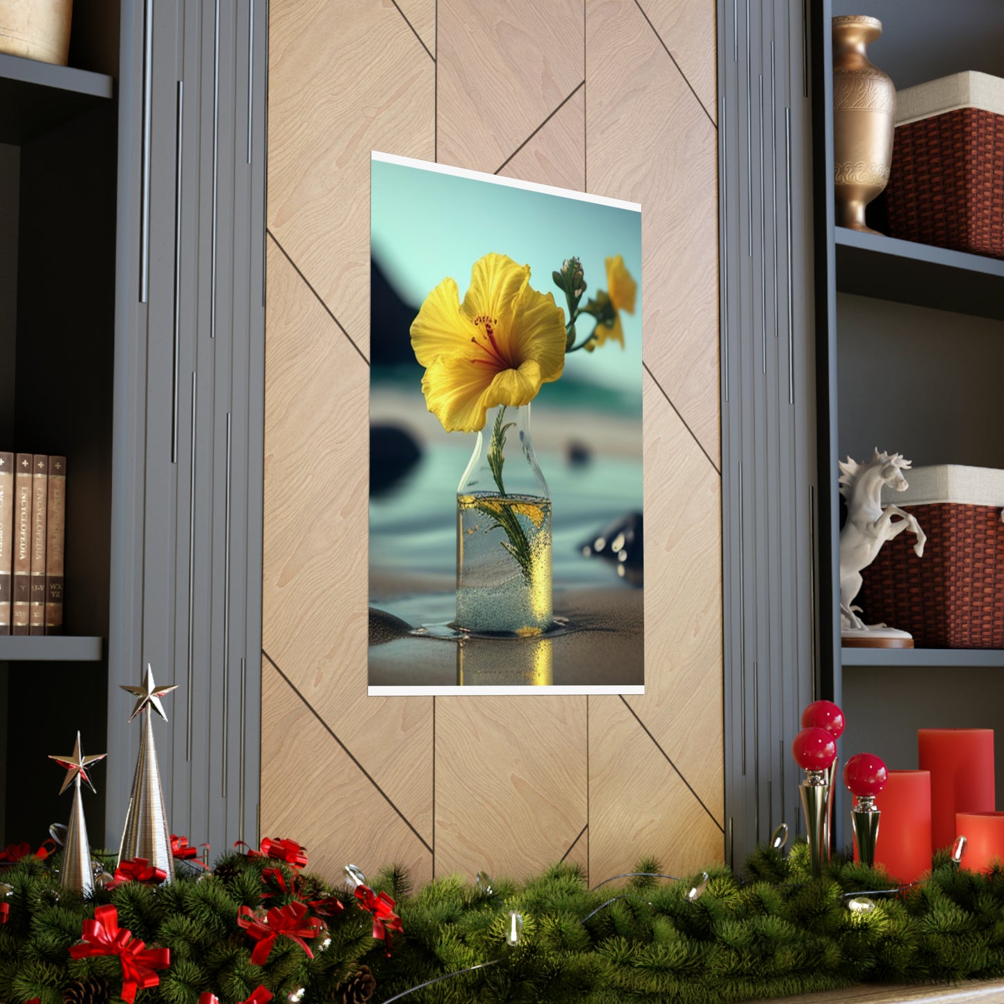 Premium Matte Vertical Posters Yellow Hibiscus glass 3