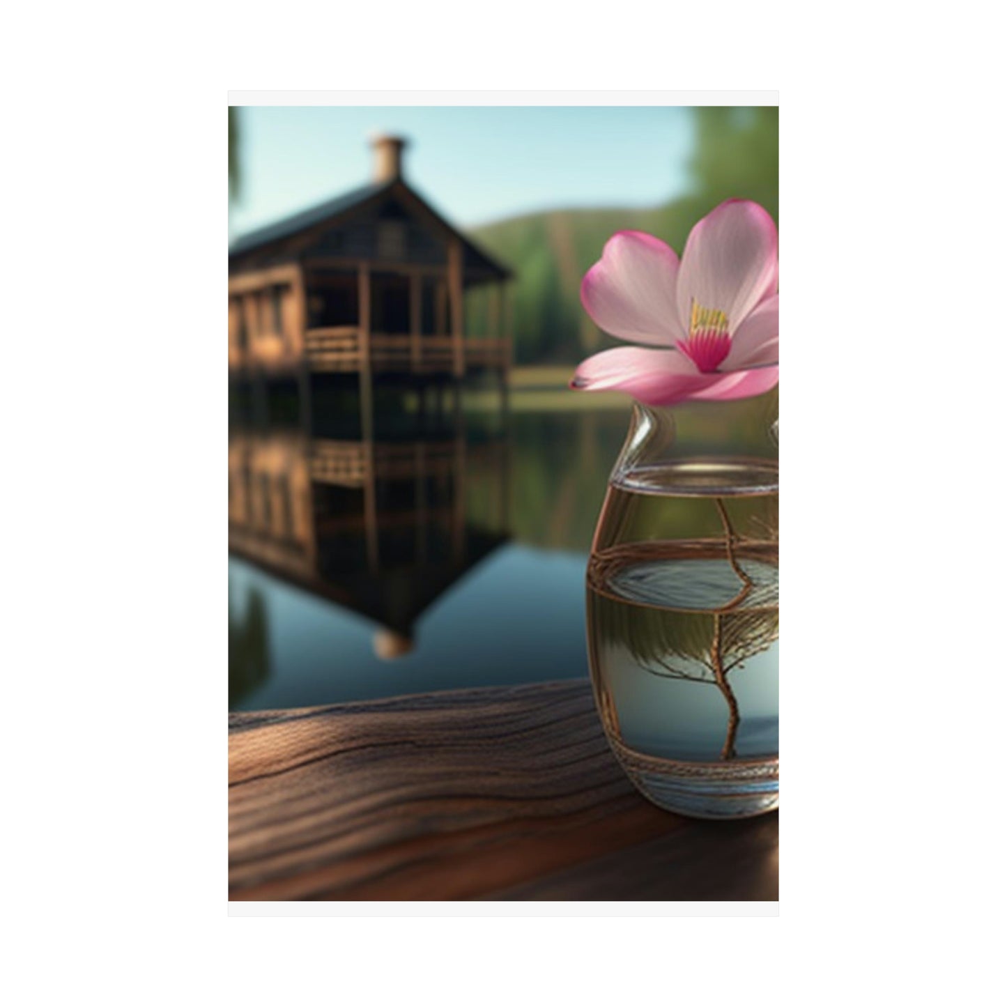 Premium Matte Vertical Posters Magnolia in a Glass vase 1