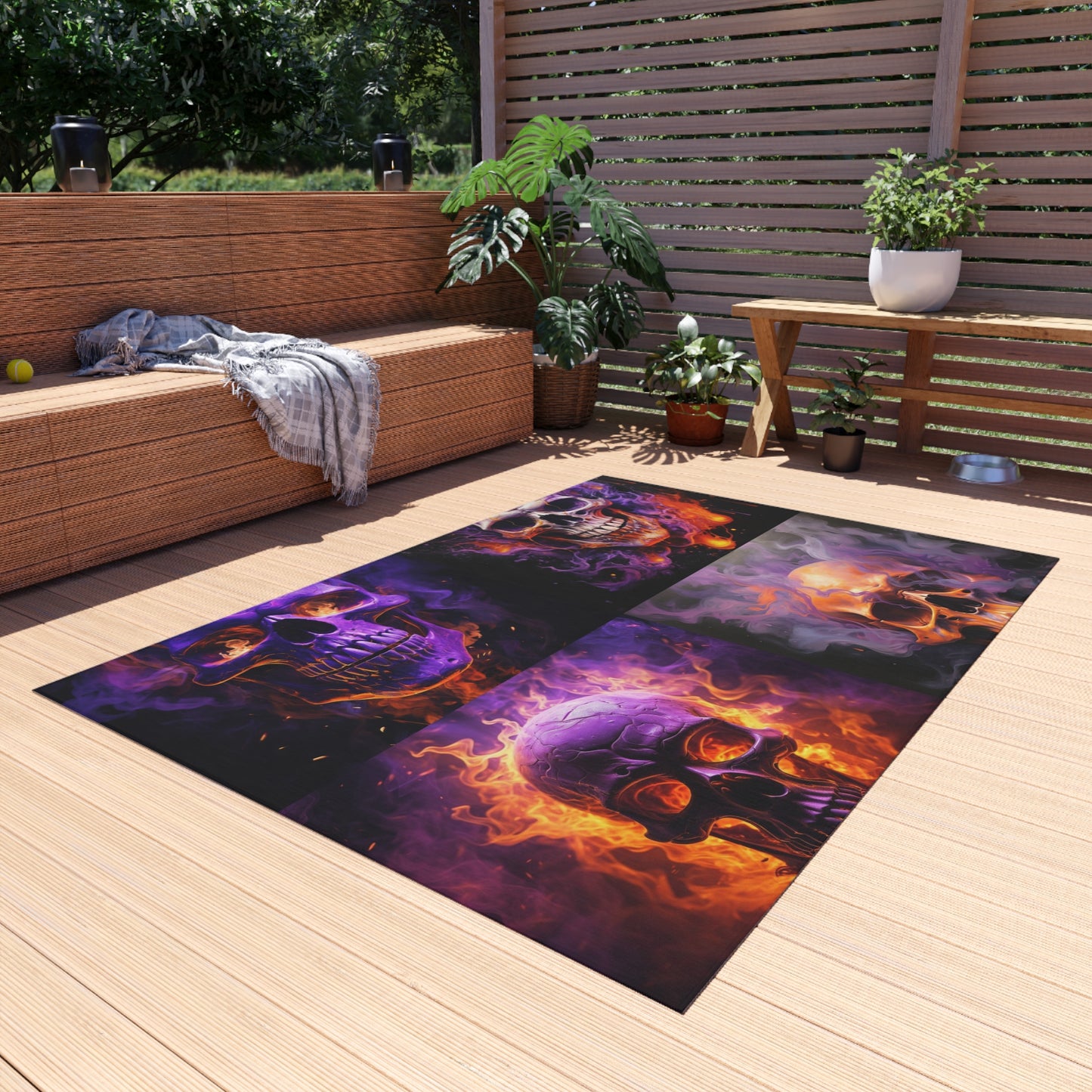 Outdoor Rug  Skull Flames 5