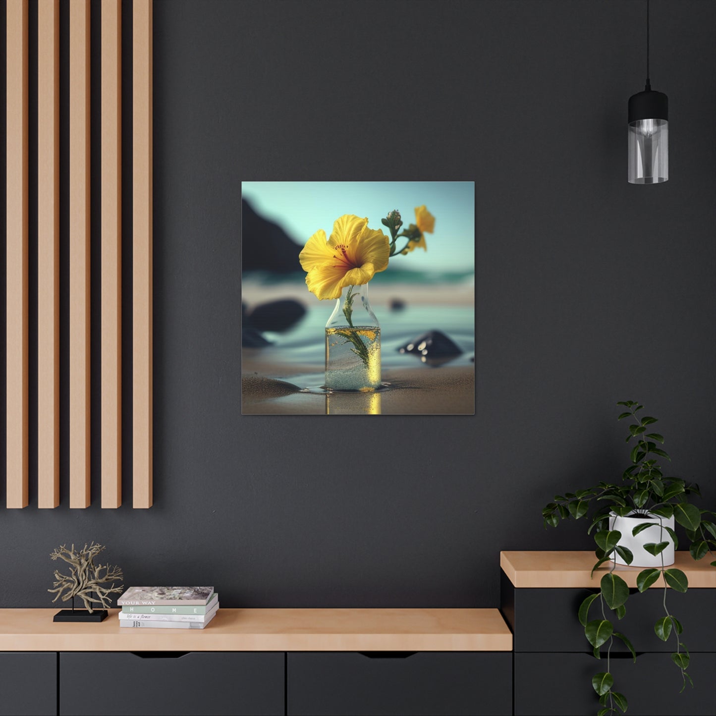 Canvas Gallery Wraps Yellow Hibiscus glass 3