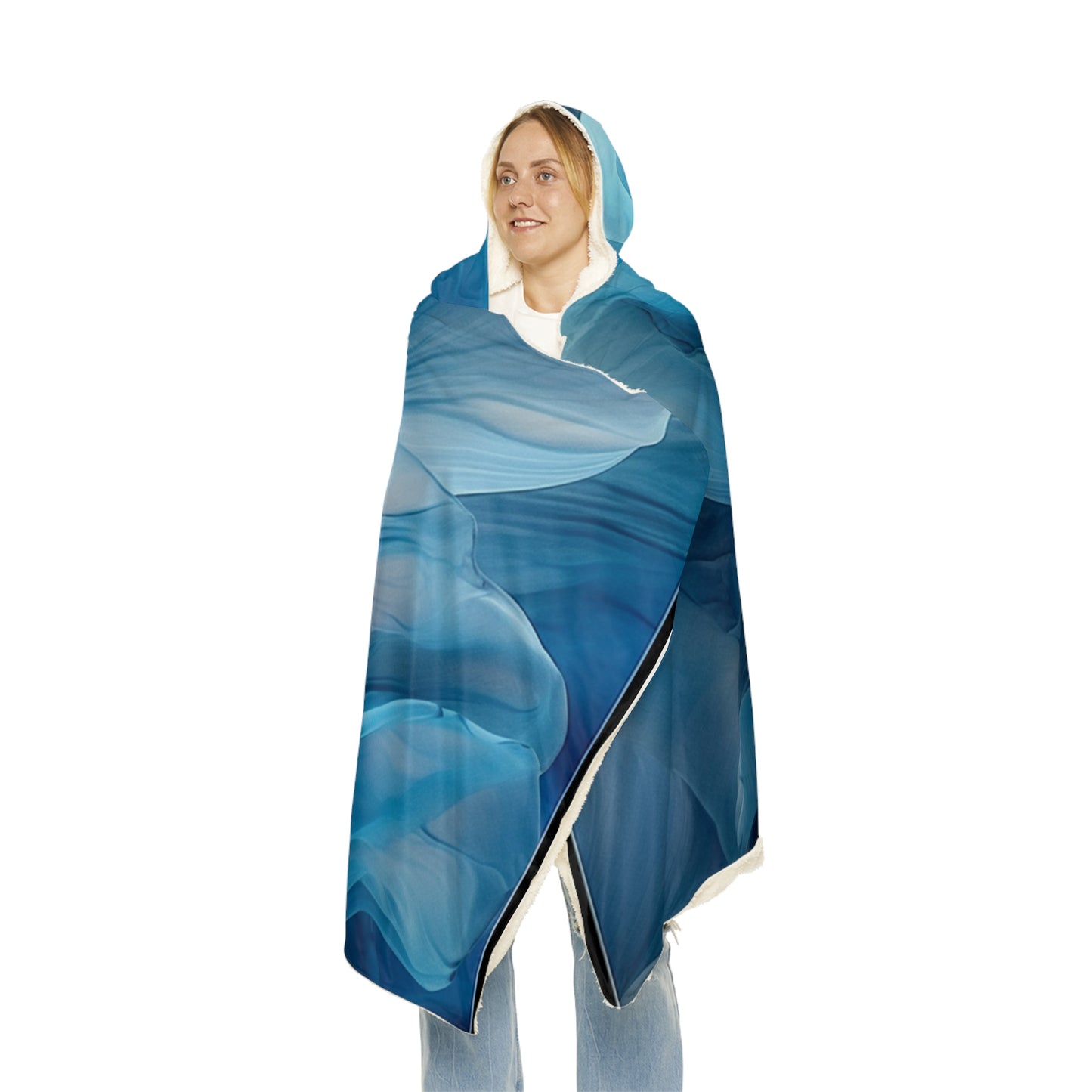 Snuggle Hooded Blanket Blue Tluip Abstract 2