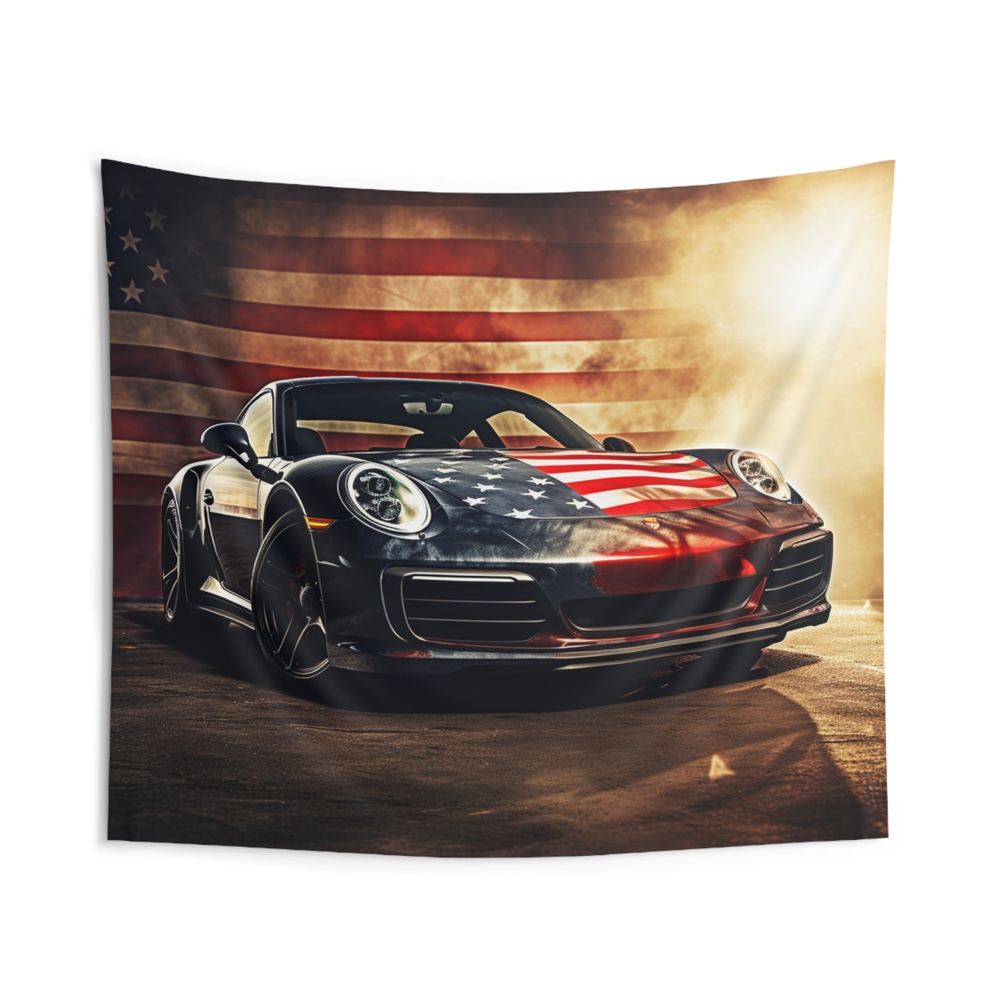 Indoor Wall Tapestries Abstract American Flag Background Porsche 1