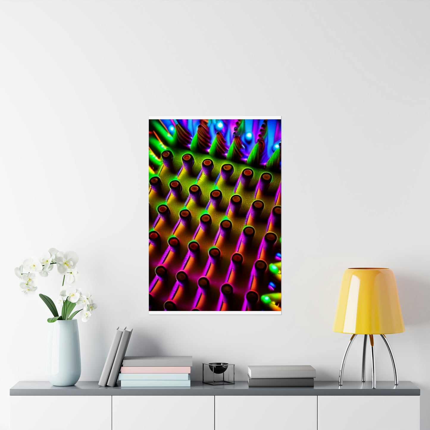 posters Macro Cactus neon square 1