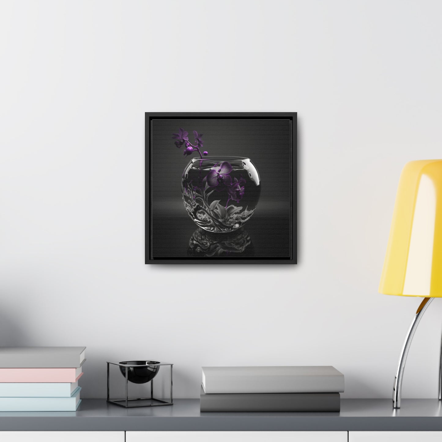 Gallery Canvas Wraps, Square Frame Purple Orchid Glass vase 3