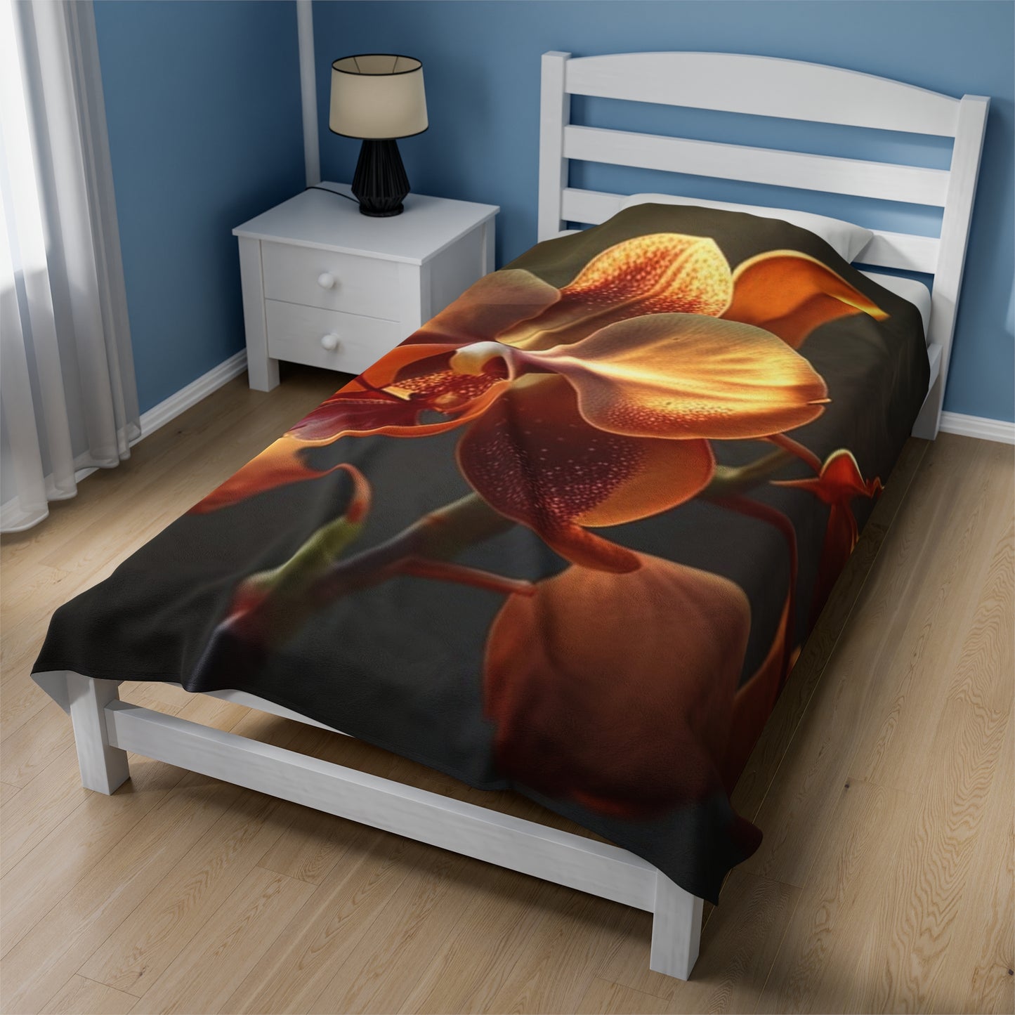 Velveteen Plush Blanket Orange Orchid 1