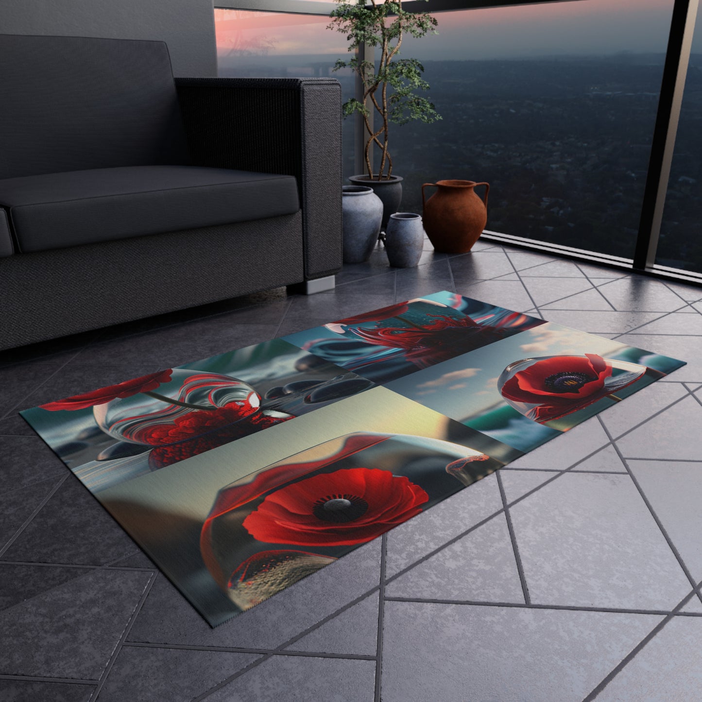 Outdoor Rug  Red Anemone in a Vase 5