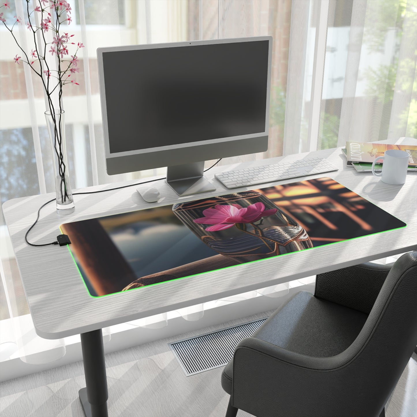 LED Gaming Mouse Pad Magnolia in a Glass vase 3