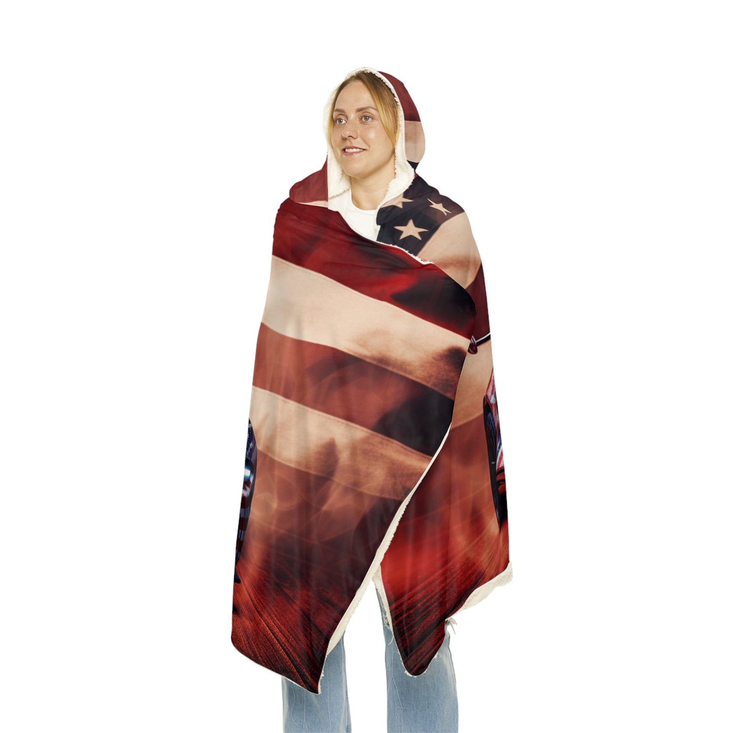 Snuggle Hooded Blanket Abstract American Flag Background Bugatti 2