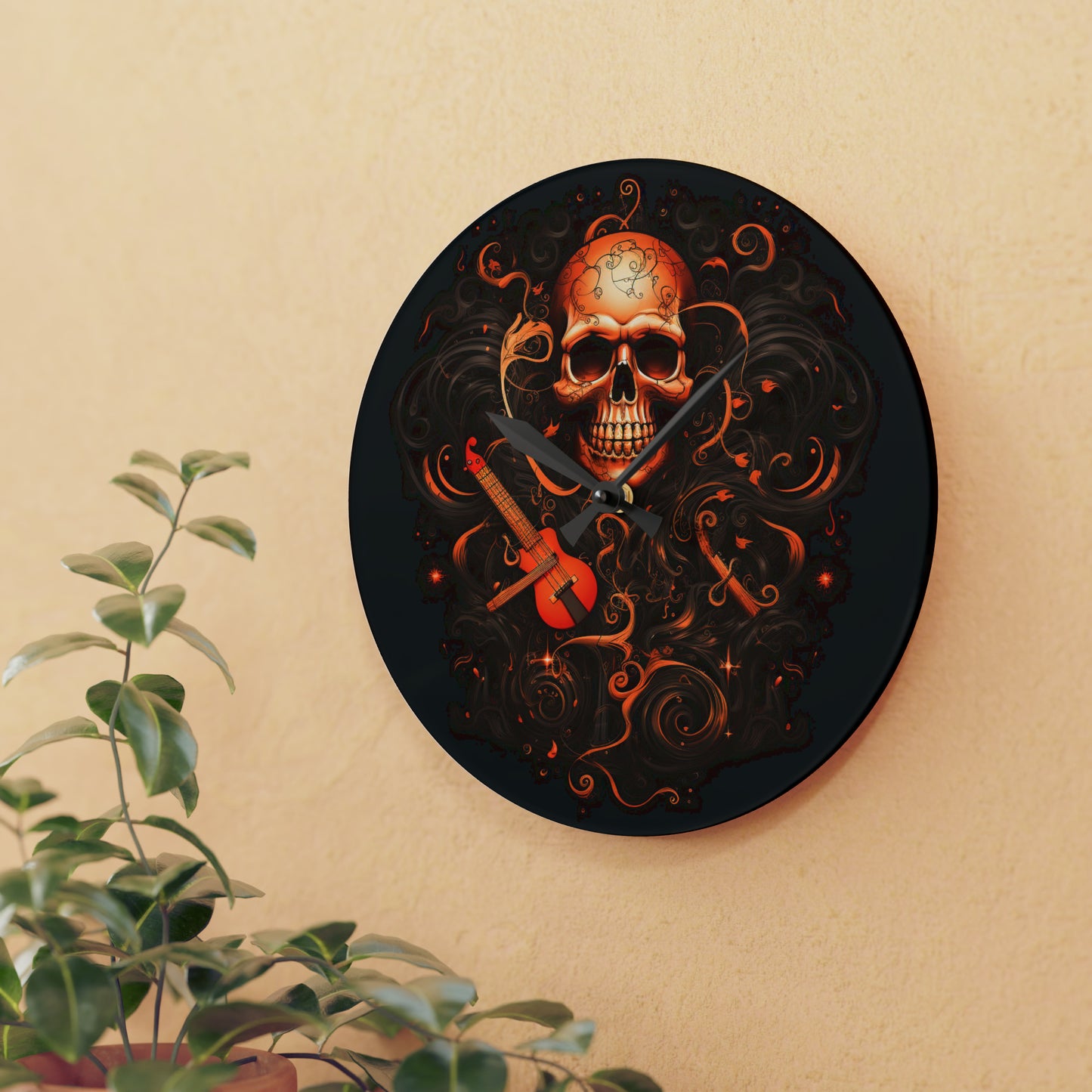 Acrylic Wall Clock Skull Treble Clef 4