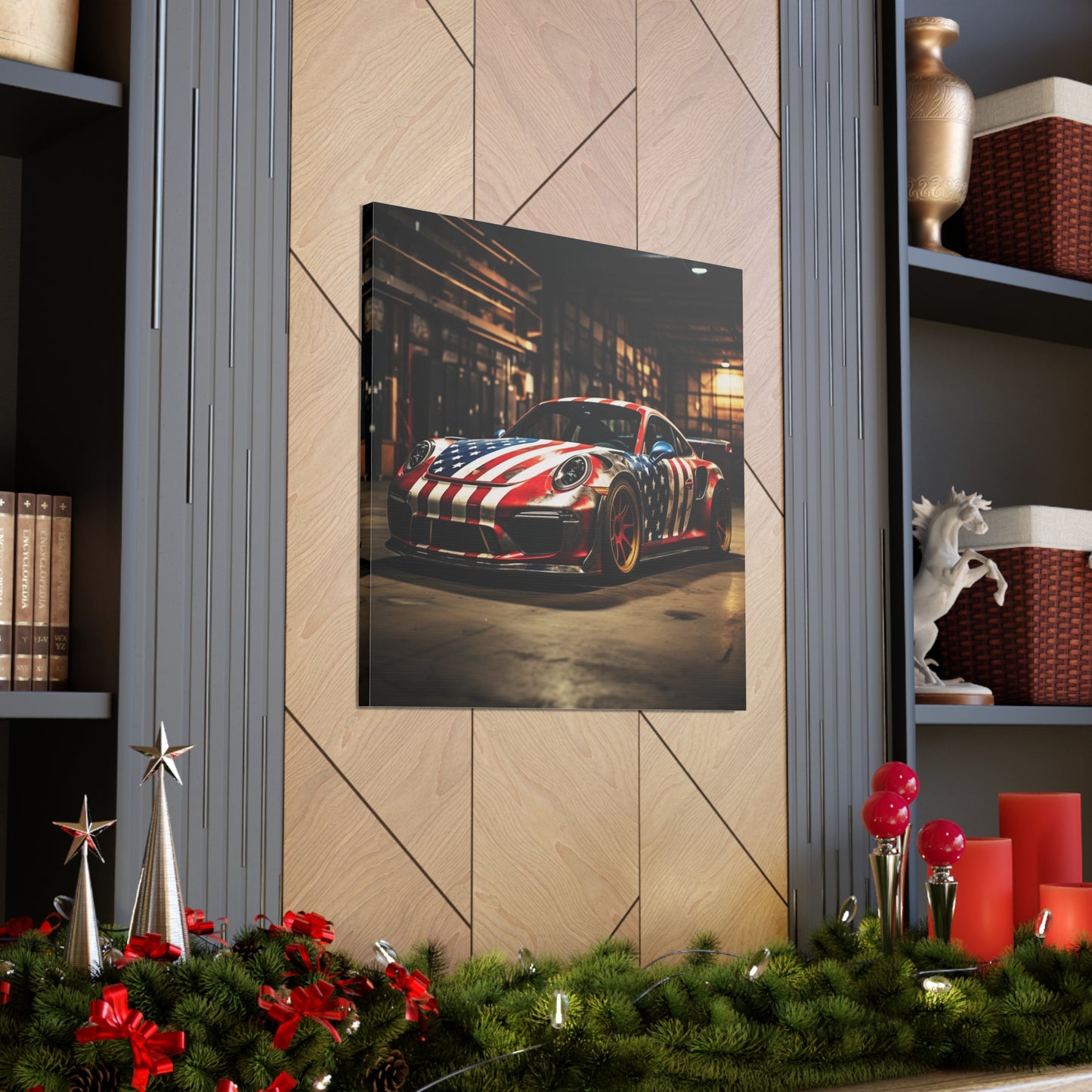 Canvas Gallery Wraps American Flag Porsche 4