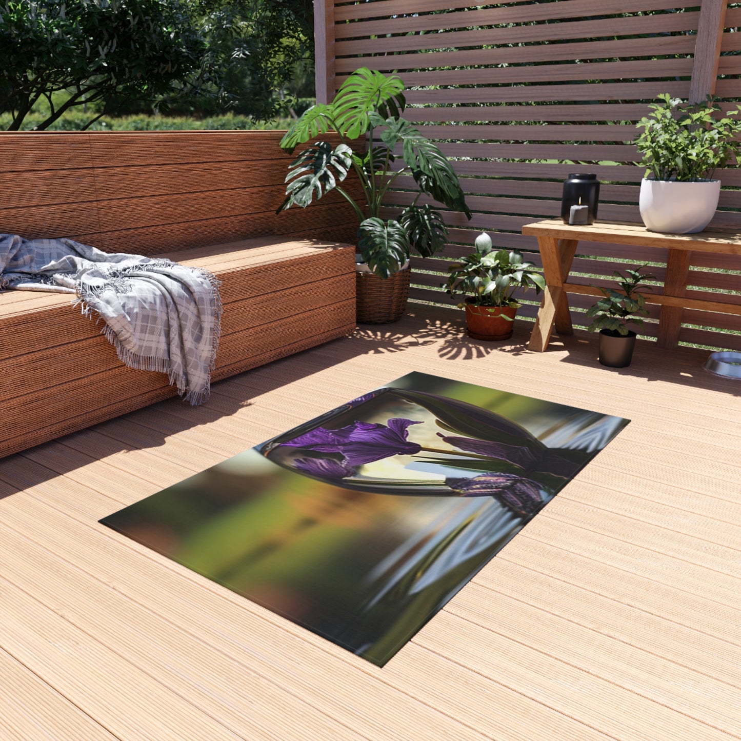 Outdoor Rug  Purple Iris in a vase 3