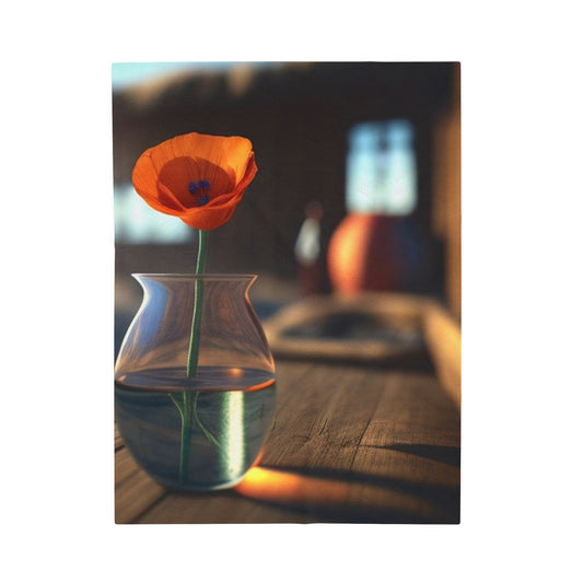 Velveteen Plush Blanket Poppy in a Glass Vase 2
