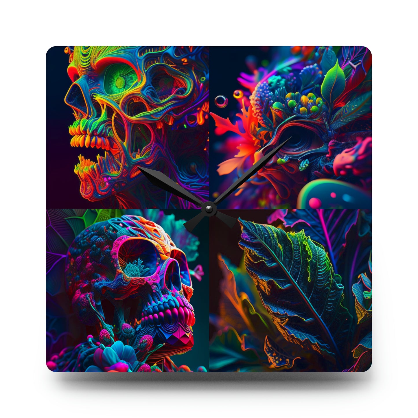 Acrylic Wall Clock Florescent Skull Death 5