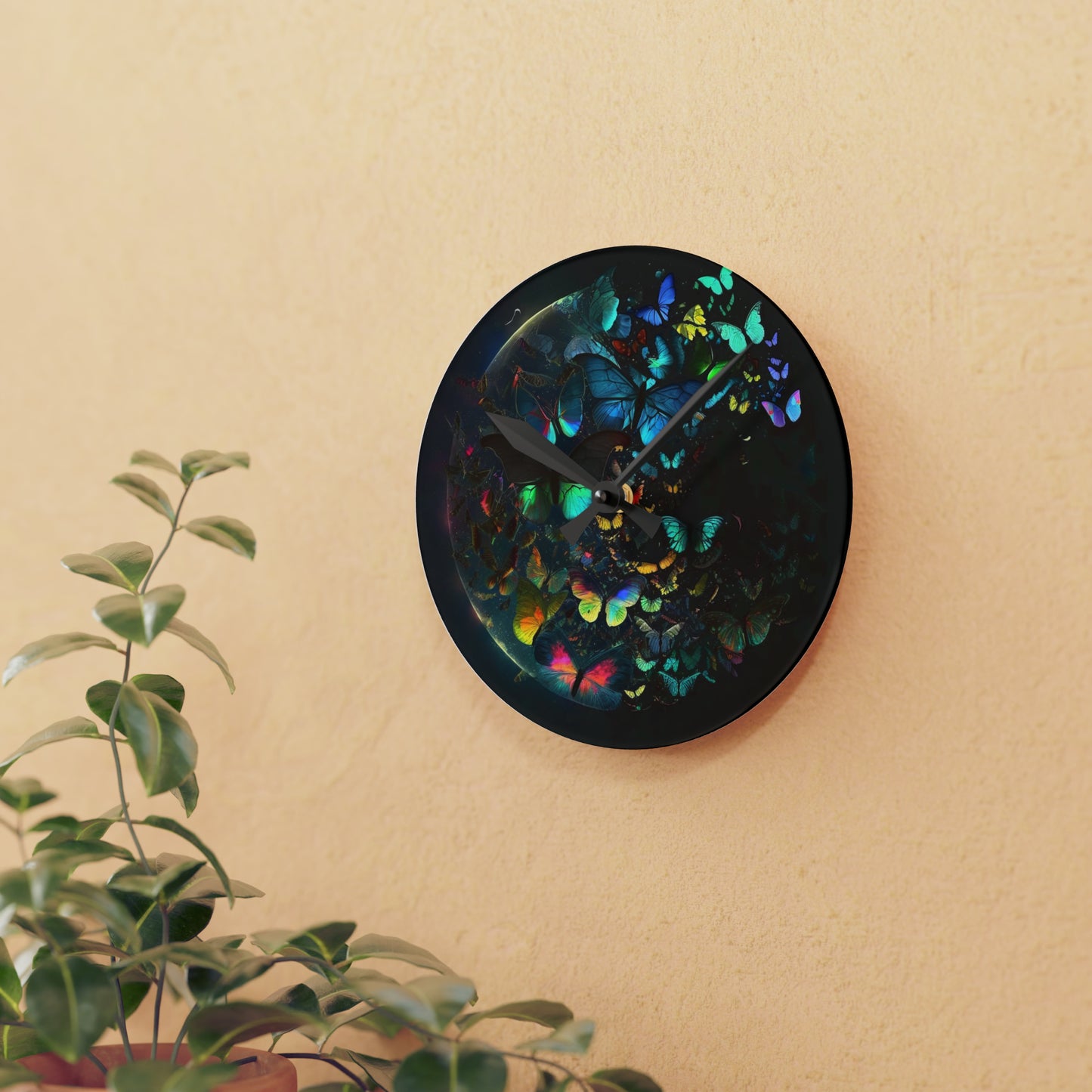 Acrylic Wall Clock Moon Butterfly 4