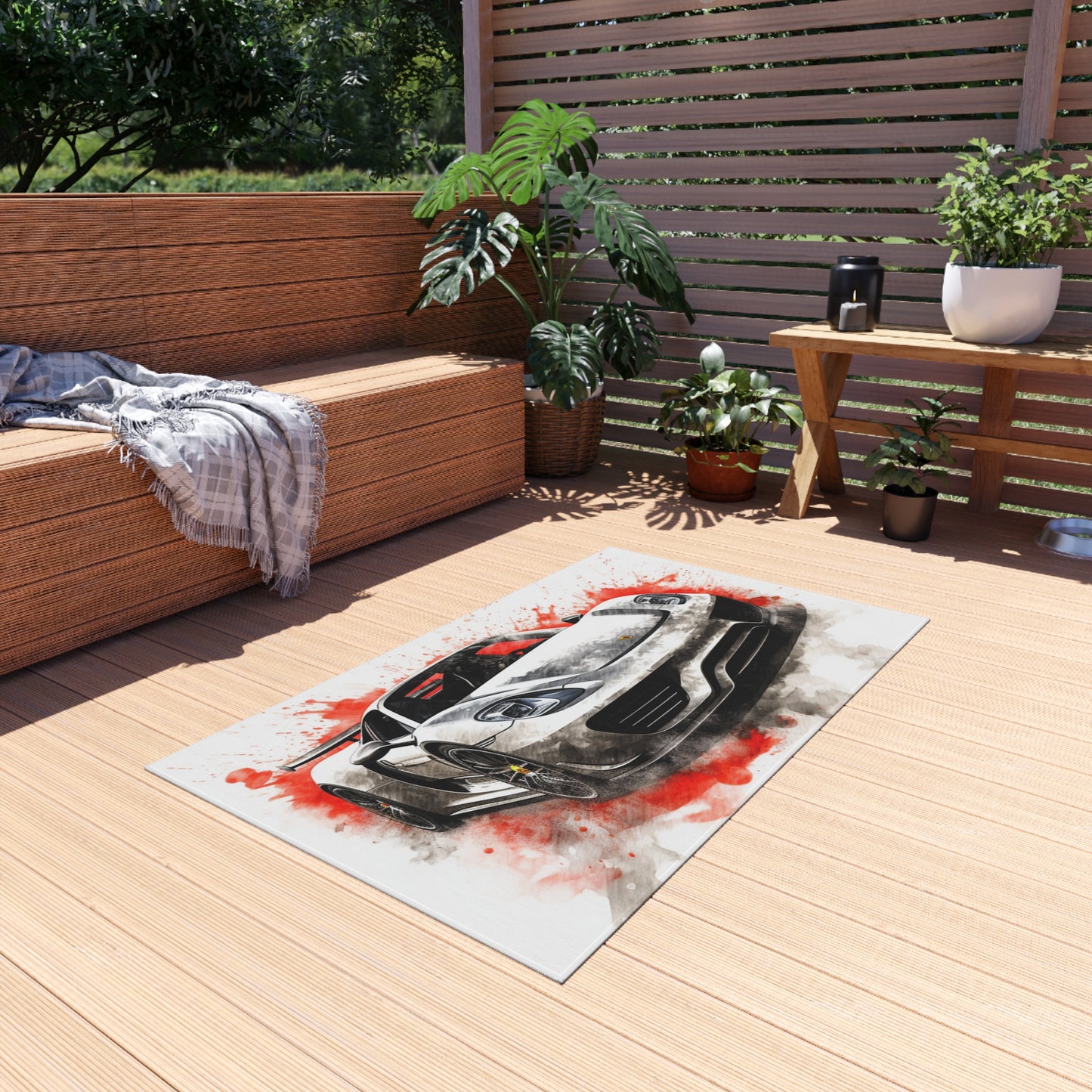 Outdoor Rug  918 Spyder white background driving fast with water splashing 4