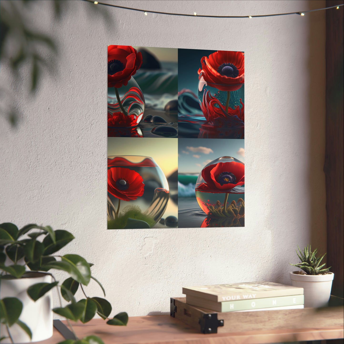 Premium Matte Vertical Posters Red Anemone in a Vase 5