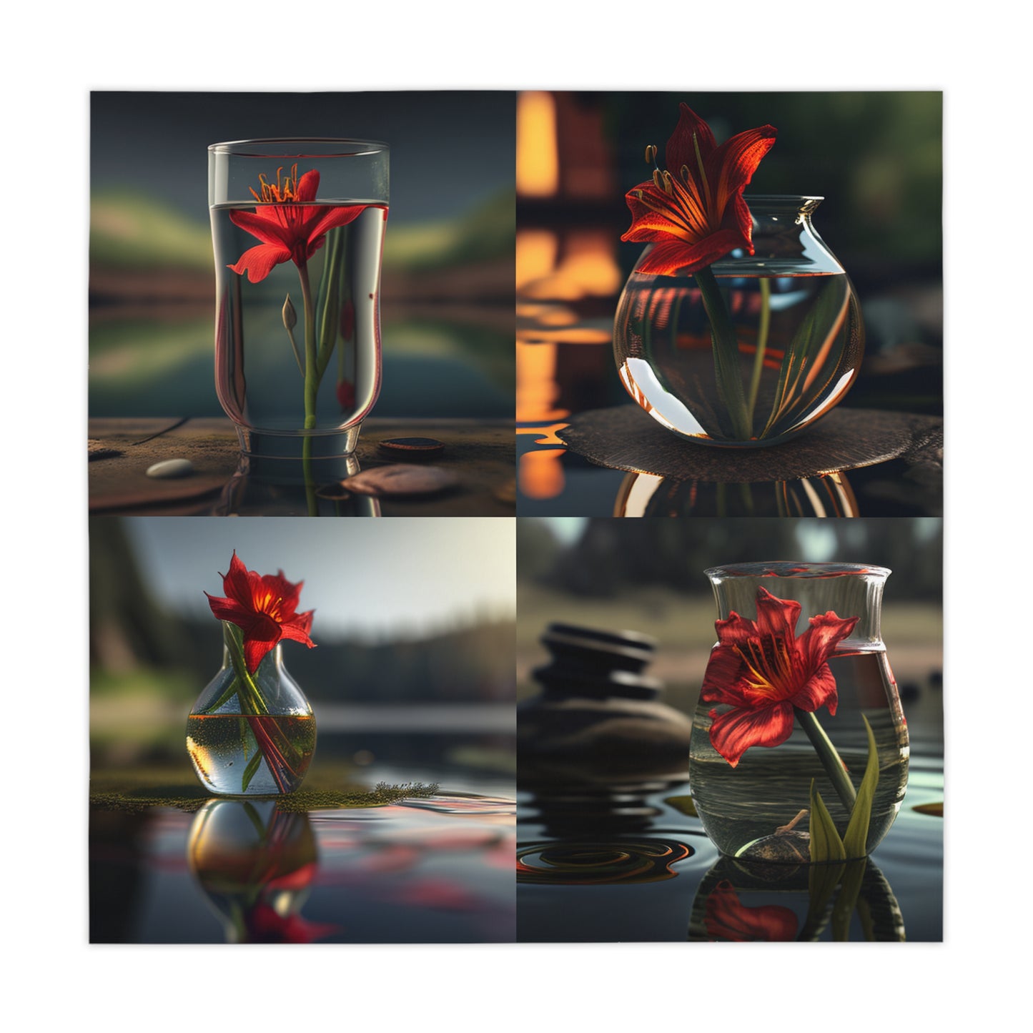 Tablecloth Red Lily in a Glass vase 5