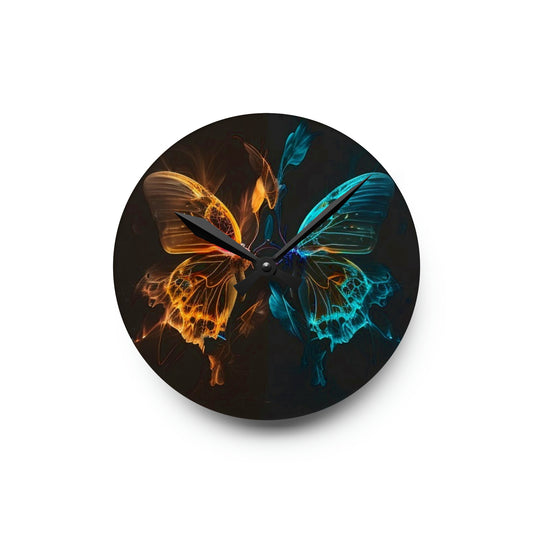 Acrylic Wall Clock Kiss Neon Butterfly 2