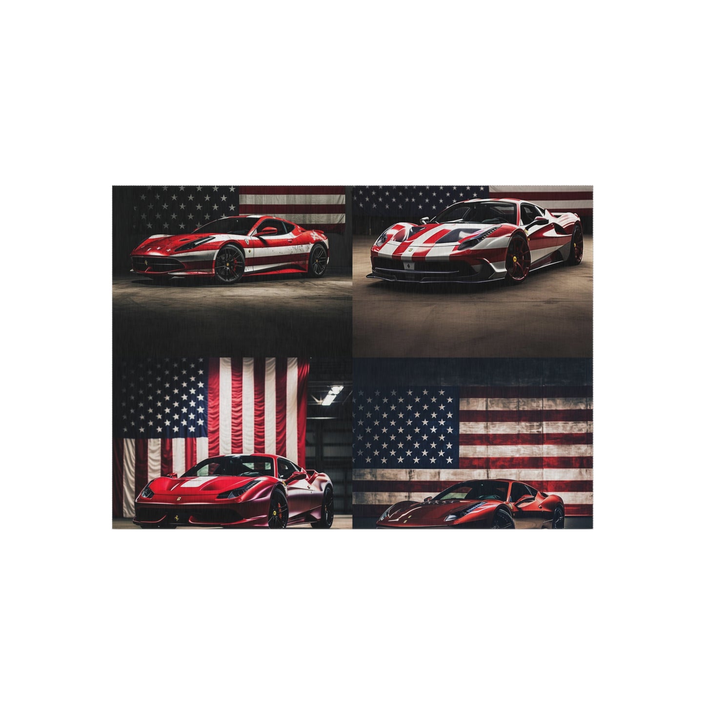 Outdoor Rug  American Flag Background Ferrari 5