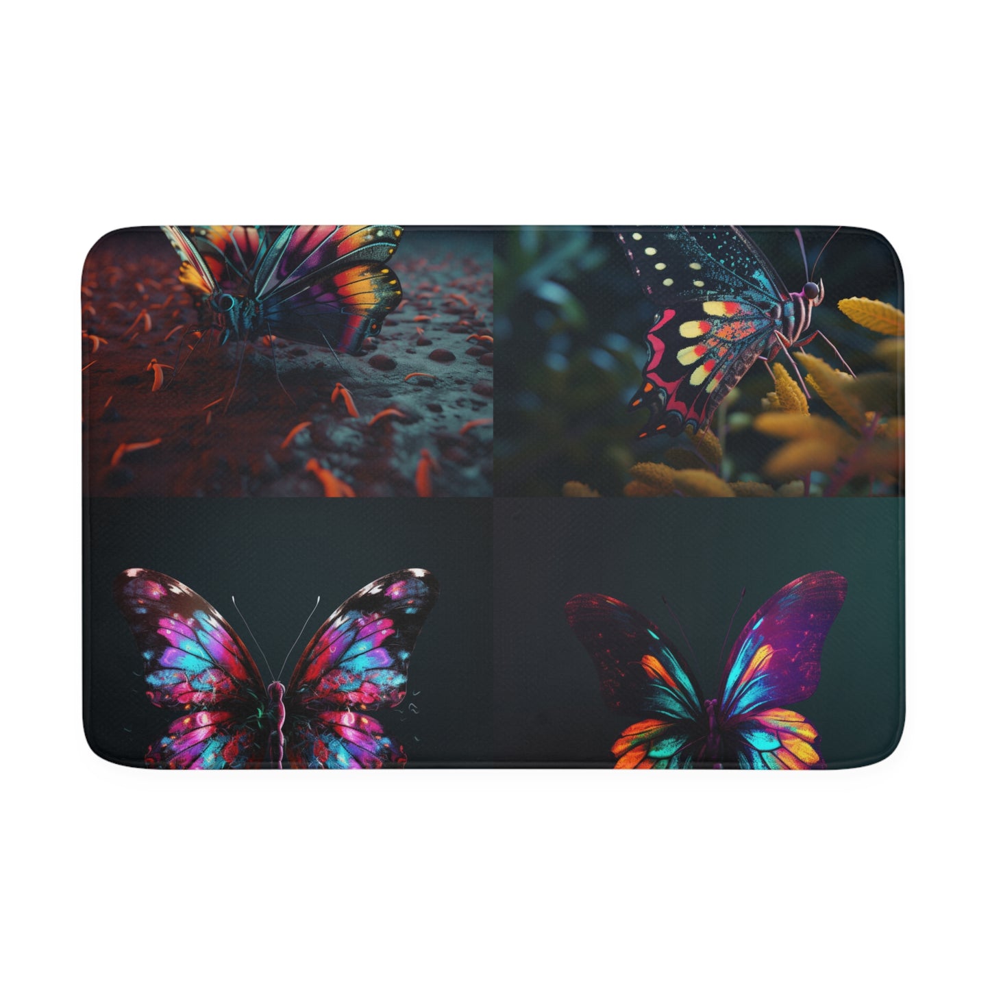 Memory Foam Bath Mat Hyper Colorful Butterfly Macro 5