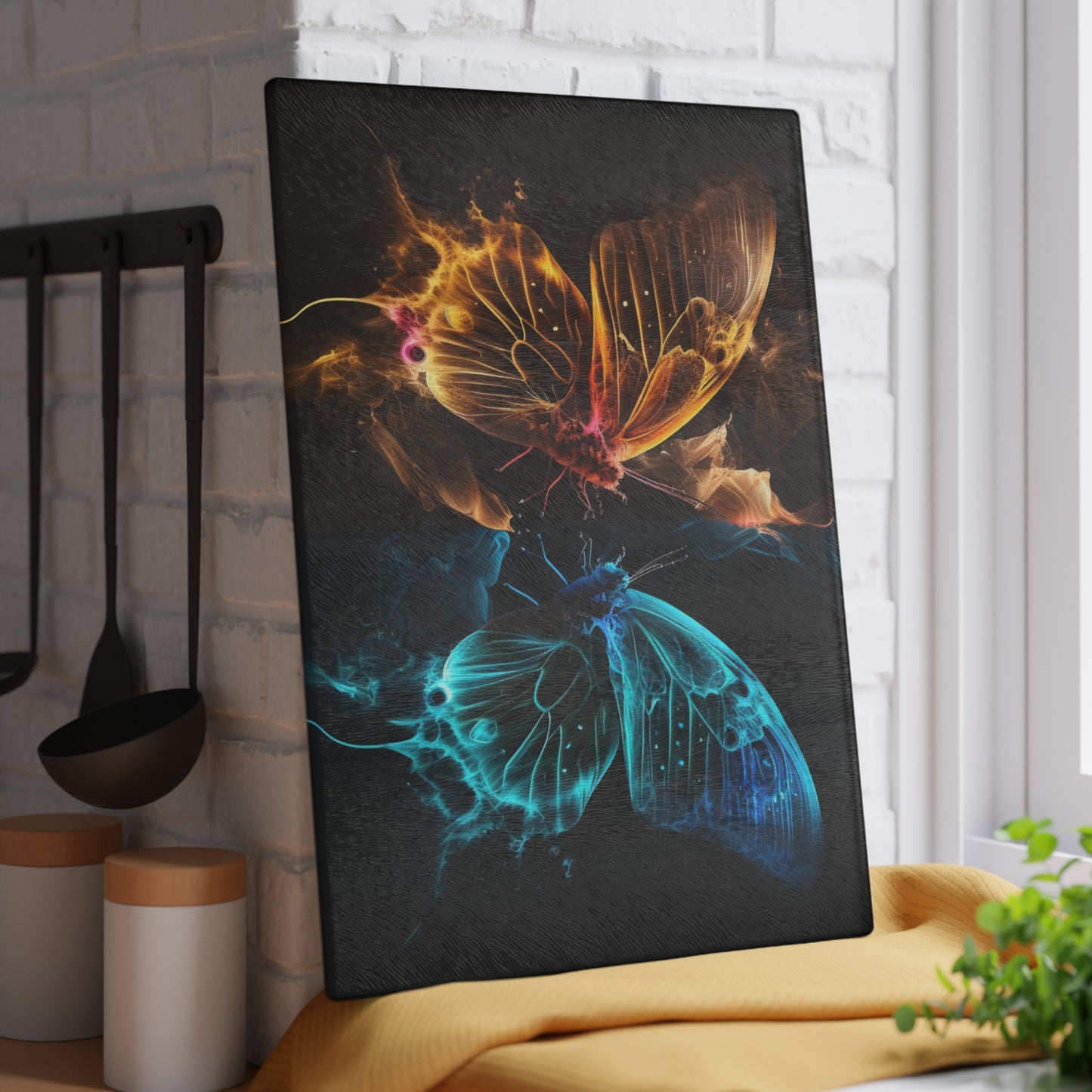 Glass Cutting Board Kiss Neon Butterfly 9