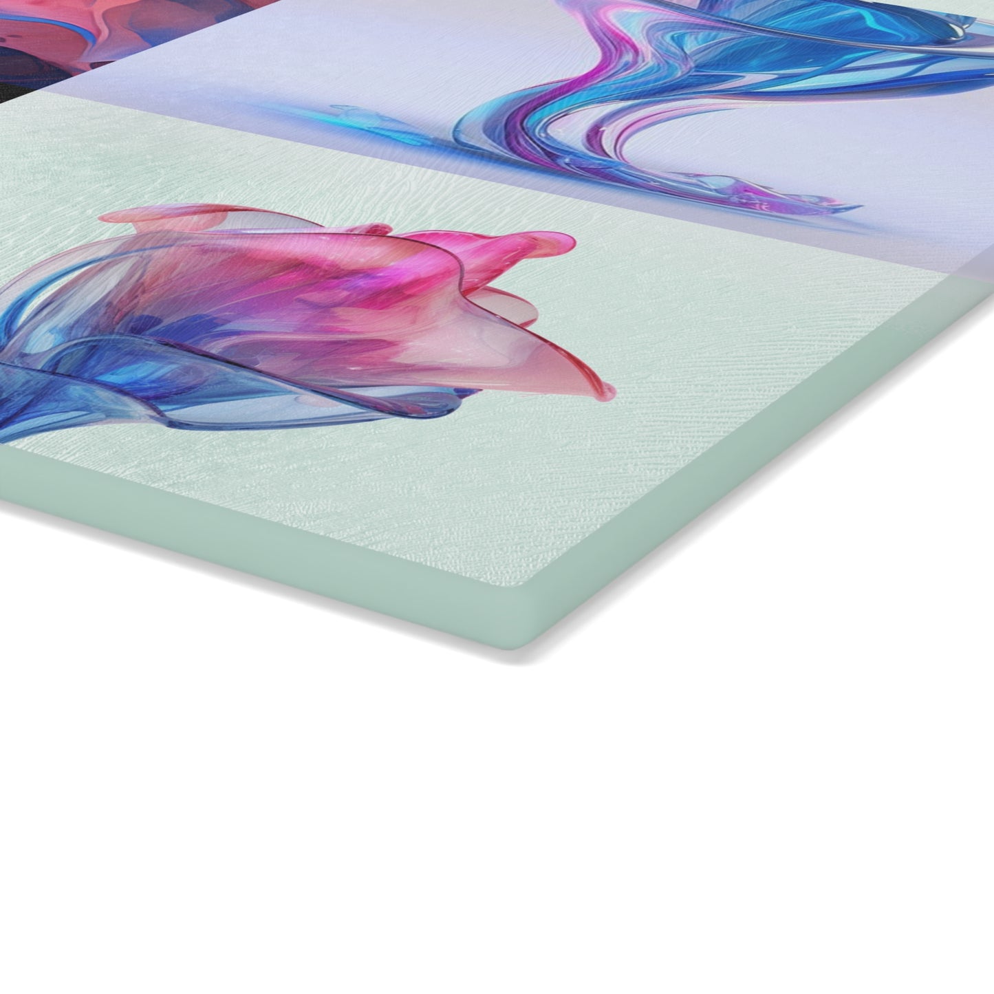 Glass Cutting Board Pink & Blue Tulip Rose 5