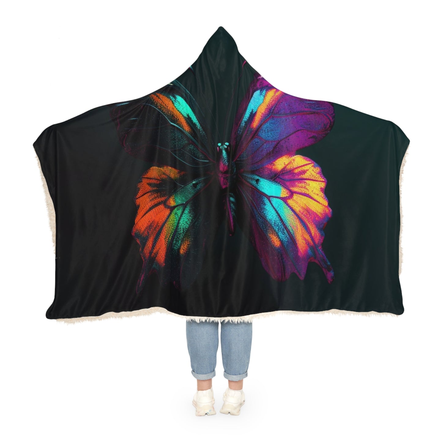 Snuggle Hooded Blanket Hyper Colorful Butterfly Purple 3