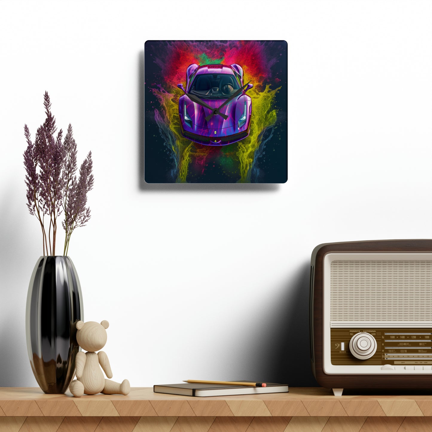 Acrylic Wall Clock Farrari Water 3