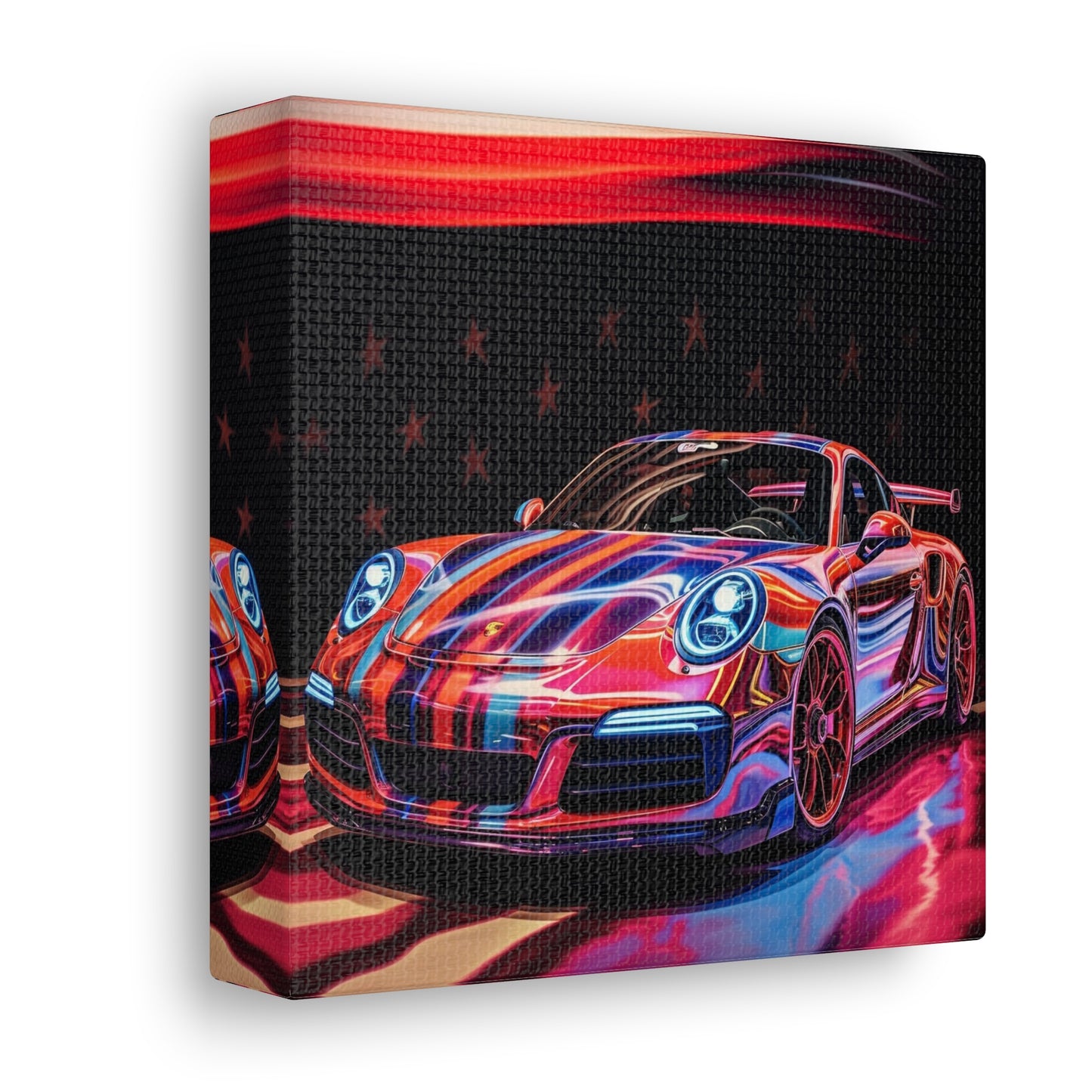 Canvas Gallery Wraps American Flag Colored Porsche 2