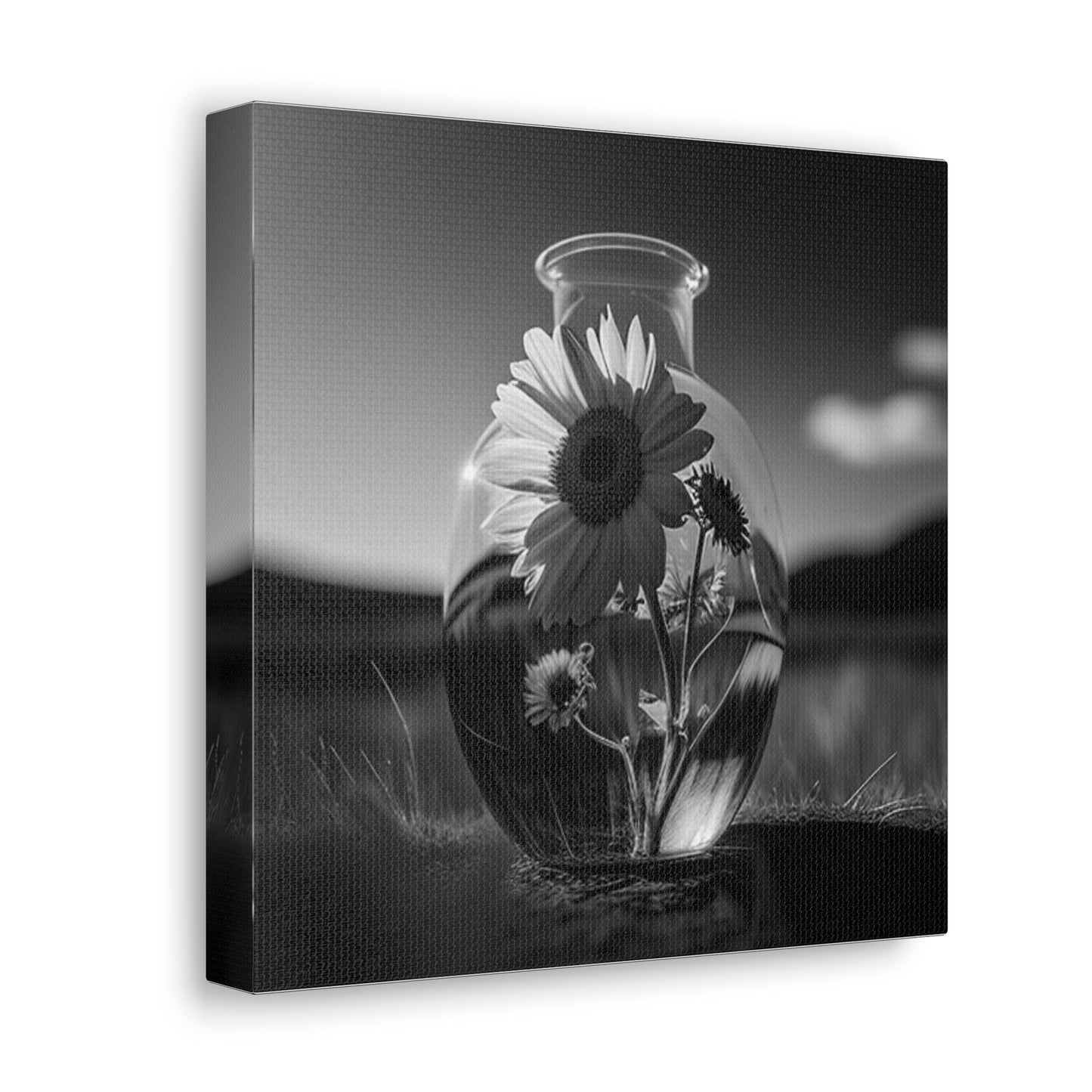 Canvas Gallery Wraps Yellw Sunflower in a vase 4